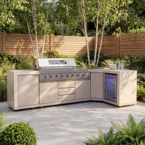 Ember Corner - 6 Burner Gas Grill - Single Fridge & Sink Ember Corner - 6 Burner Gas Grill - Single Fridge & Sink