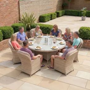Audrey 8 Seat Rattan Dining Set Round Table