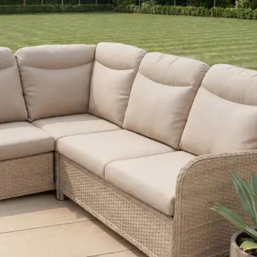 Audrey Corner Rattan Lounge Set with Armchair & Bench - Rising Table