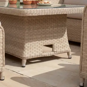 Audrey Corner Rattan Lounge Set with Armchair & Bench - Rising Table