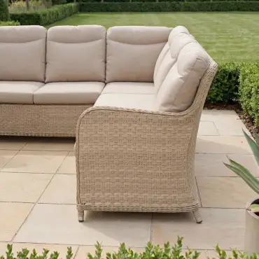 Audrey Corner Rattan Lounge Set with Armchair & Bench - Rising Table