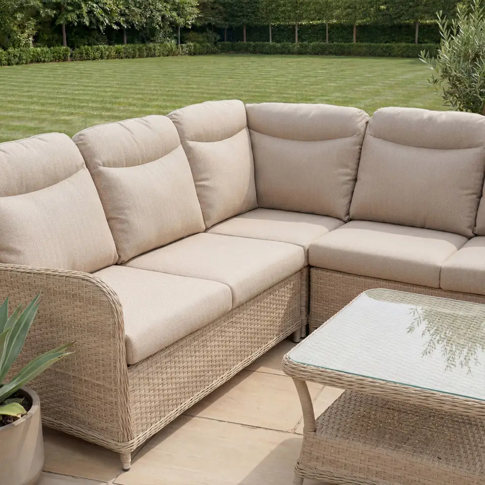 Audrey Rattan Large Corner Sofa Lounge Set