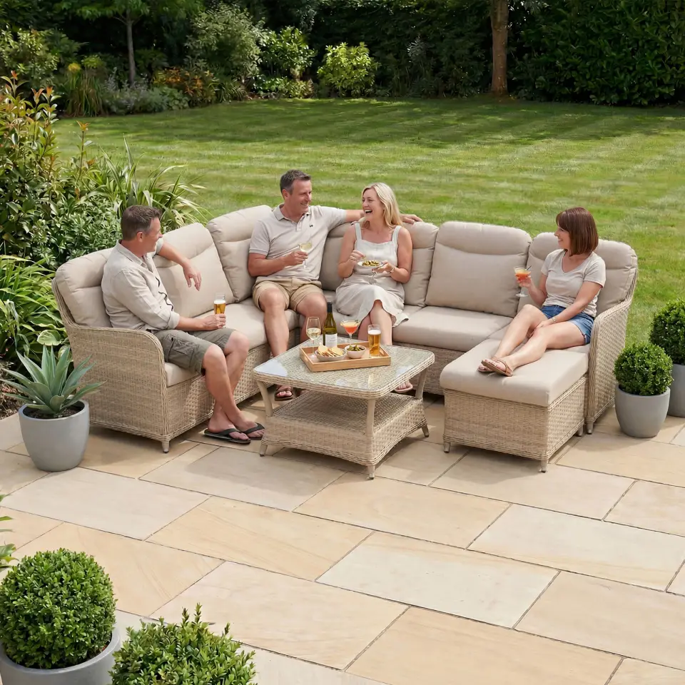 Audrey Rattan Large Corner Sofa Lounge Set