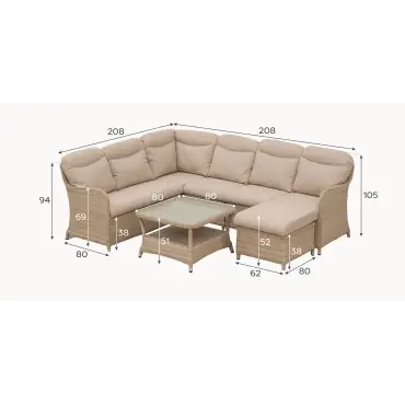 Audrey Rattan Large Corner Sofa Lounge Set