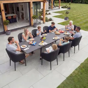 Duke 8-12 Seat Fabric Aluminium Dining Set - Extending Table with 8 Chairs