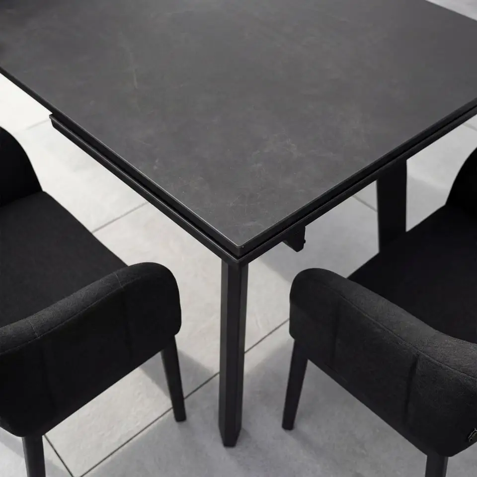 Duke 10-12 Seat Fabric Aluminium Dining Set - Extending Table with 10 Chairs