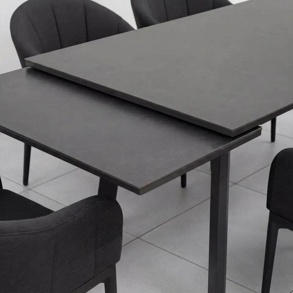 Duke 10-12 Seat Fabric Aluminium Dining Set - Extending Table with 10 Chairs