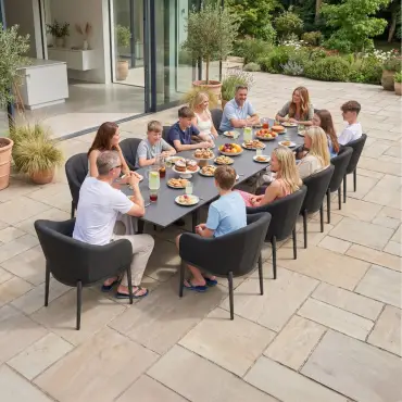 Duke 12 Seat Fabric Aluminium Dining Set - Extending Table with 12