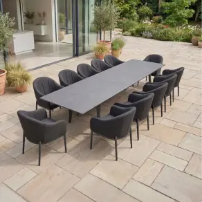 Duke 12 Seat Fabric Aluminium Dining Set - Extending Table with 12