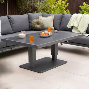 Caleb Grey Corner Sofa Set with Rising Table, Bench & Armchair