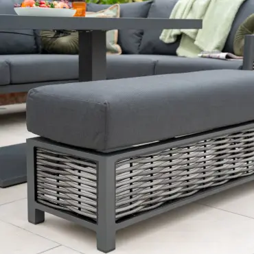 Caleb Grey Corner Sofa Set with Rising Table, Bench & Armchair