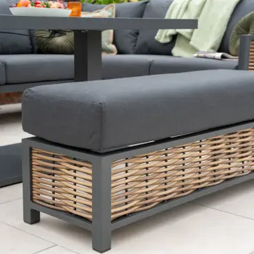 Caleb Grey Corner Sofa Set with Rising Table, Bench & Armchair