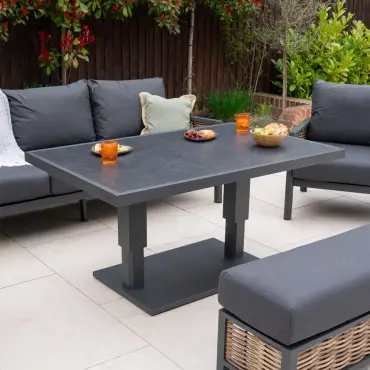 Caleb 3-Seater Outdoor Sofa Set with Rising Table & Bench – Grey