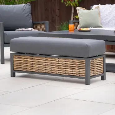 Caleb 3-Seater Outdoor Sofa Set with Rising Table & Bench – Grey