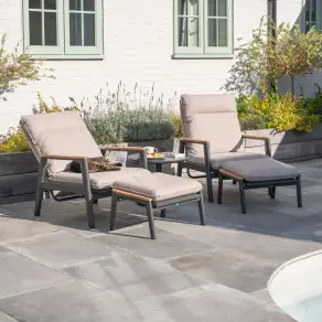 Parker Aluminium Rope 5 Piece Reclining Lounging Set