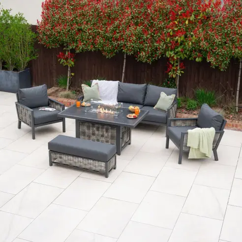 Caleb 3-Seater Lounge Dining Set with Fire Pit Caleb 3-Seater Lounge Dining Set with Fire Pit