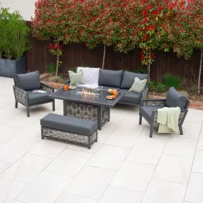 Caleb 3-Seater Lounge Dining Set with Fire Pit