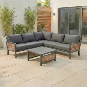Caleb Rattan Aluminium Corner Sofa Lounging Set