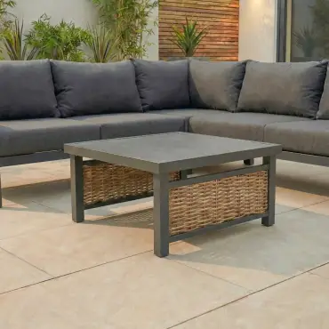 Caleb Rattan Aluminium Corner Sofa Lounging Set