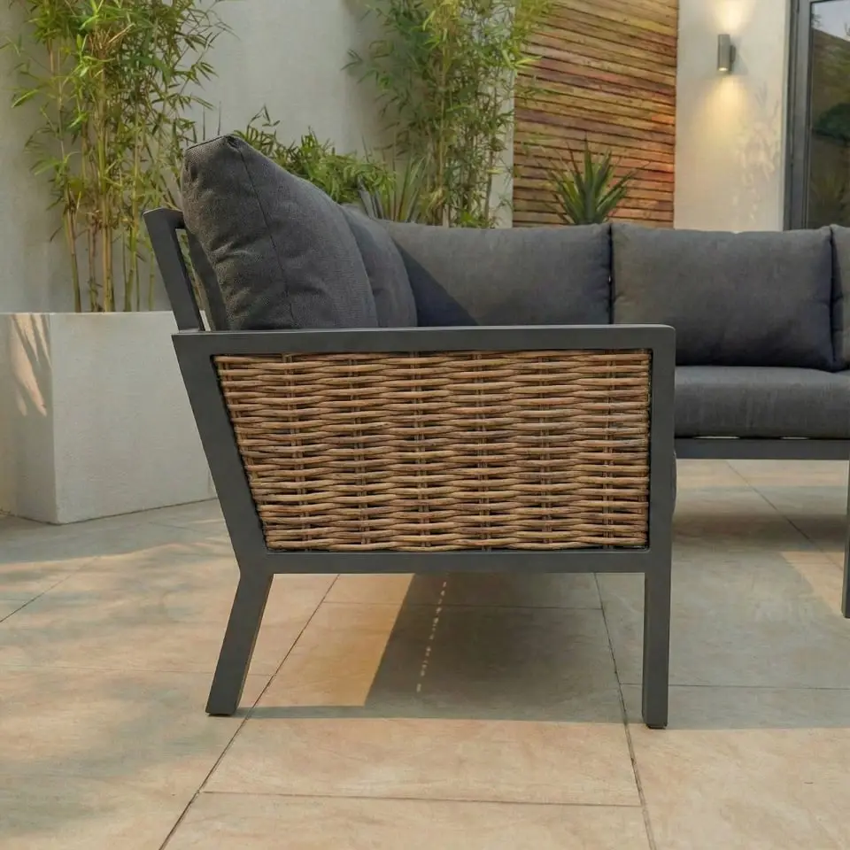 Caleb Rattan Aluminium Corner Sofa Lounging Set