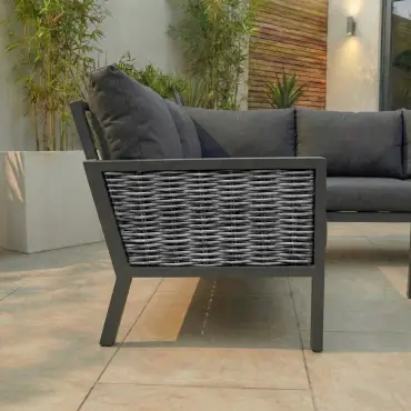 Caleb Rattan Aluminium Corner Sofa Lounging Set