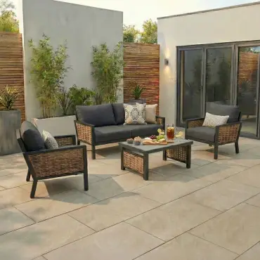 Caleb Rattan Aluminium 2 Seater Sofa Lounging Set