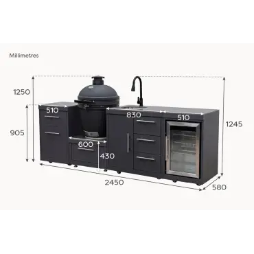 Riley Straight Outdoor Kitchen Kamado Charcoal BBQ