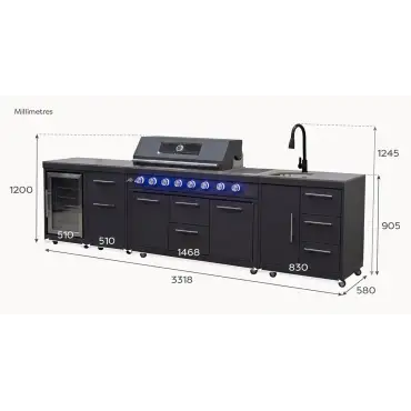 Riley Straight Outdoor Kitchen 6 Burner Gas BBQ