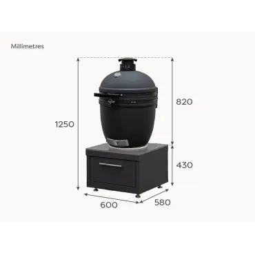 Riley Straight K-Pro 22 Kamado Charcoal Barbecue - Integrated Drawer Unit