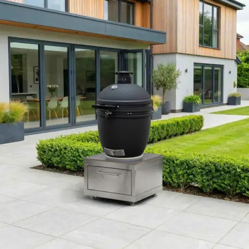 K-Pro 22 Kamado Charcoal Barbecue with Integrated Drawer Unit
