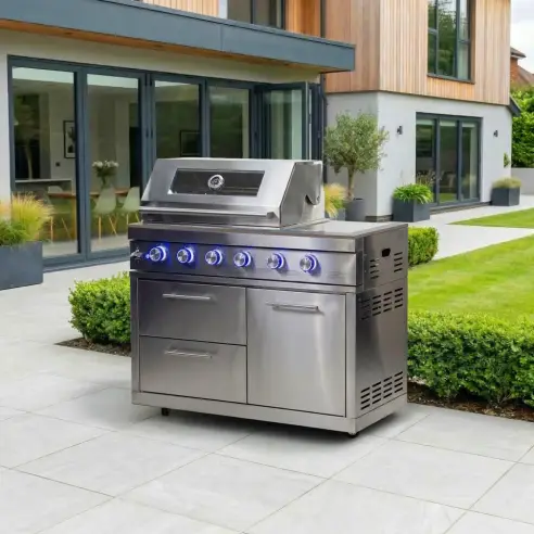 Stanley 4 Burner Gas BBQ - Integrated Side Burner Modular Unit