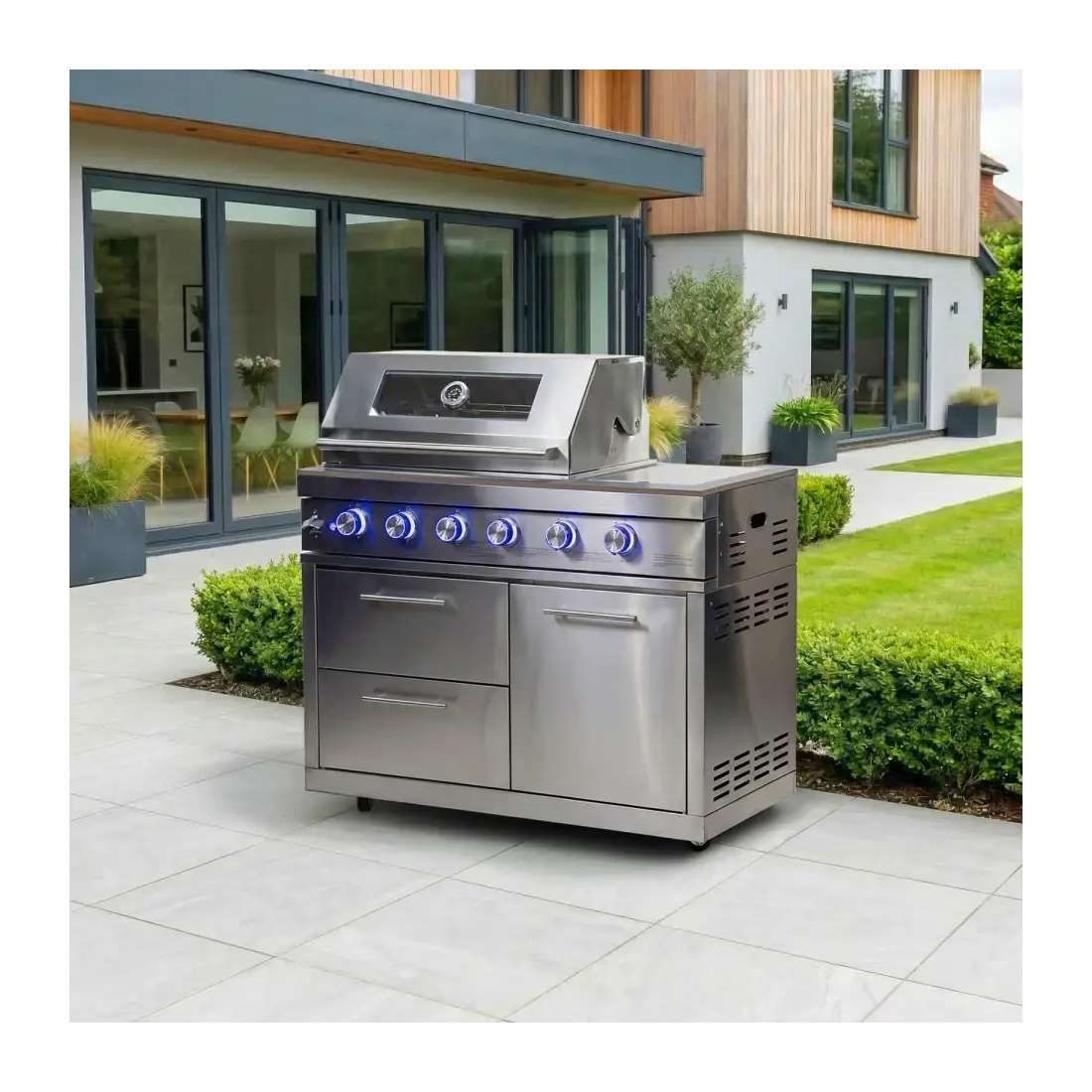 Stanley 4 Burner Gas BBQ - Integrated Side Burner Modular Unit