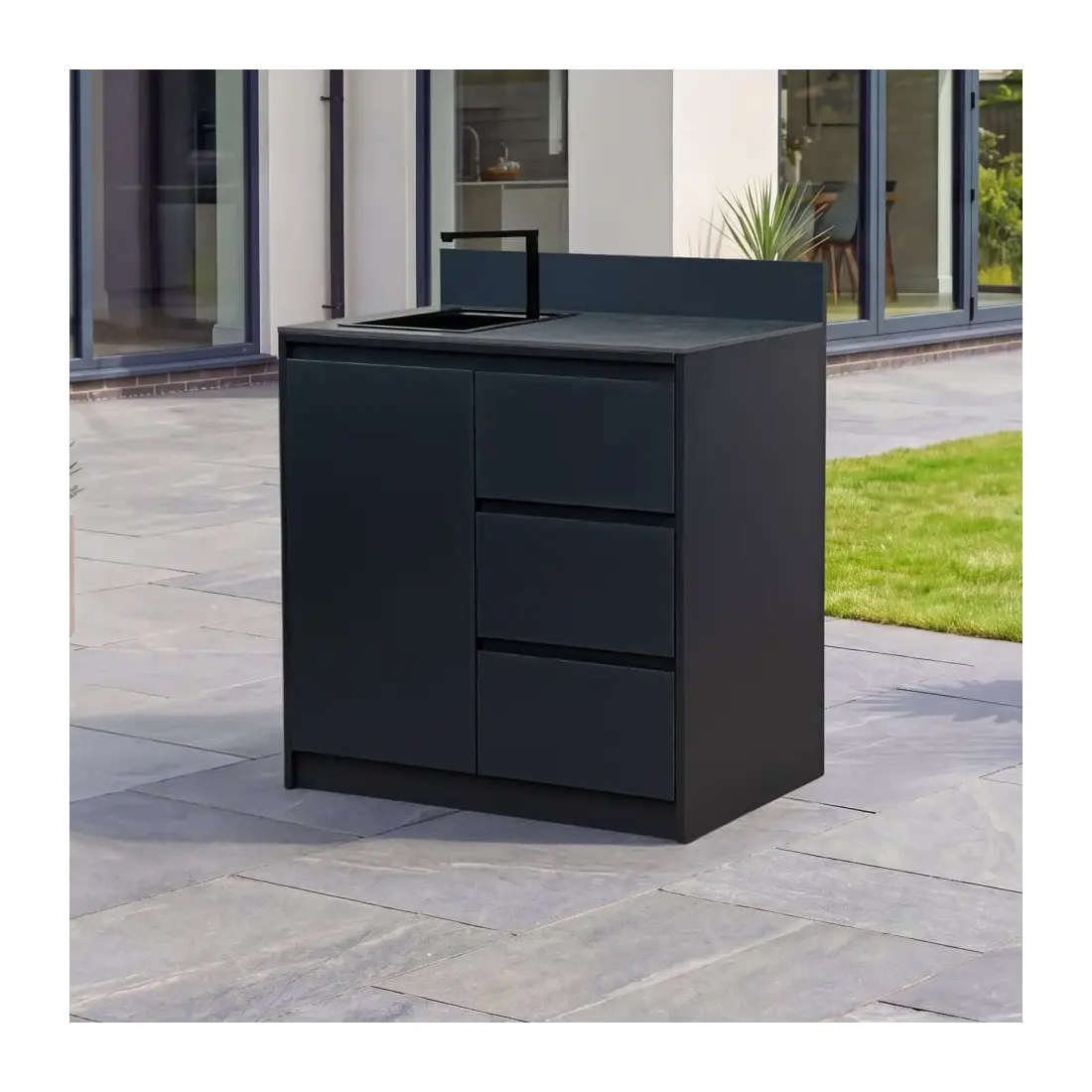 Oakley Cupboard - Triple Drawer with Sink & Foldable Tap Modular Unit