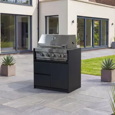 Oakley 4 Burner Gas BBQ - Double Drawer & Cupboard Modular Unit