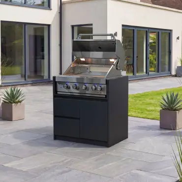 Oakley 4 Burner Gas BBQ - Double Drawer & Cupboard Modular Unit