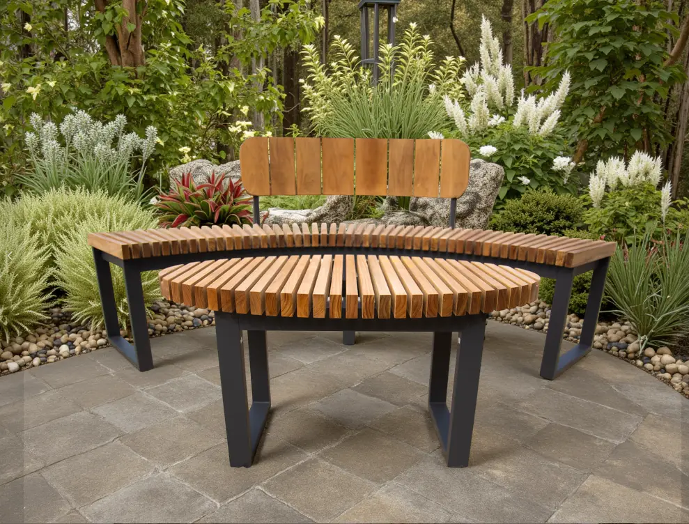 Mandalay Curved 4 Bench Set | Certified Teak