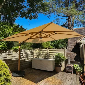 Pisa 3M Square 2 x Cantilever Parasols with LED Lights