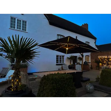 Pisa 3M Square 2 x Cantilever Parasols with LED Lights