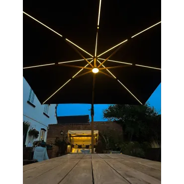 Pisa 3.5M Dia 2 x Cantilever Parasols & LED Lights