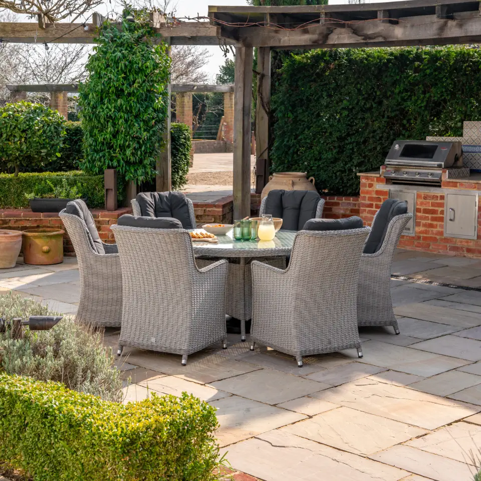 Talia 6 Seat Rattan Dining Set - Round Table