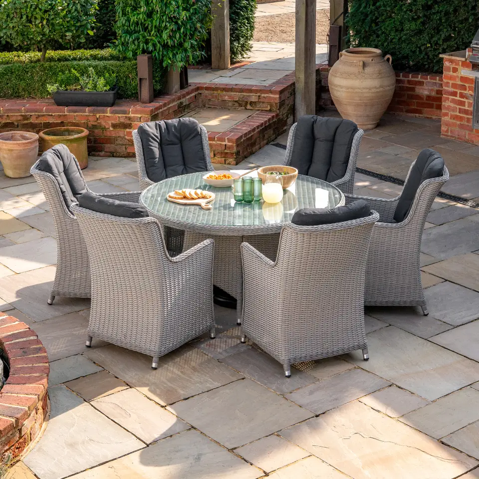 Talia 6 Seat Rattan Dining Set - Round Table