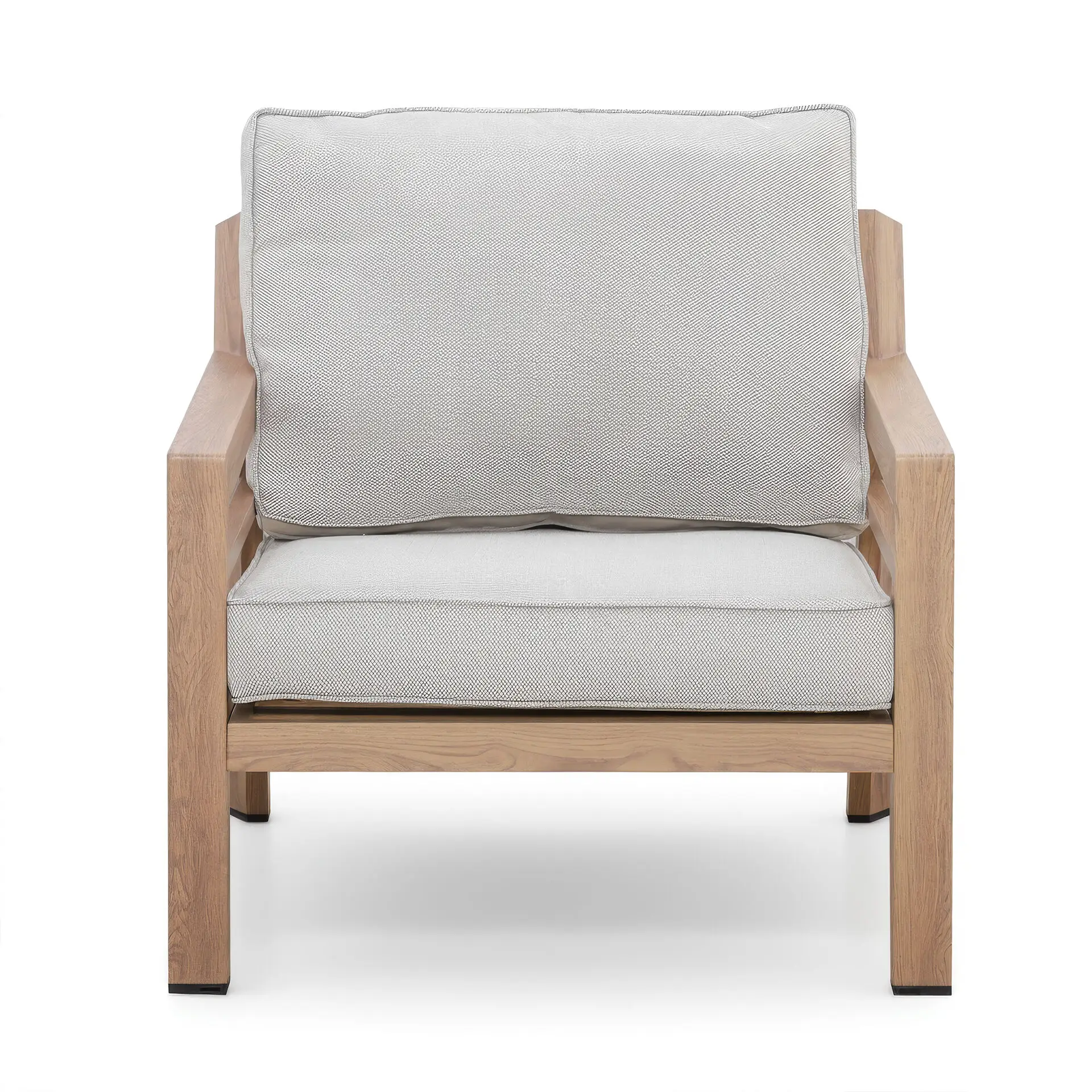 New York Wood Effect Aluminium Armchair - Almond
