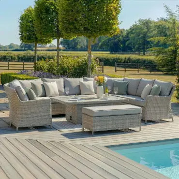 Oxford Royal U-Shaped Rattan Sofa Set - Rising Table