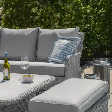 Oxford Royal U-Shaped Rattan Sofa Set - Rising Table