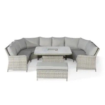Oxford Royal U-Shaped Rattan Sofa Set - Rising Table