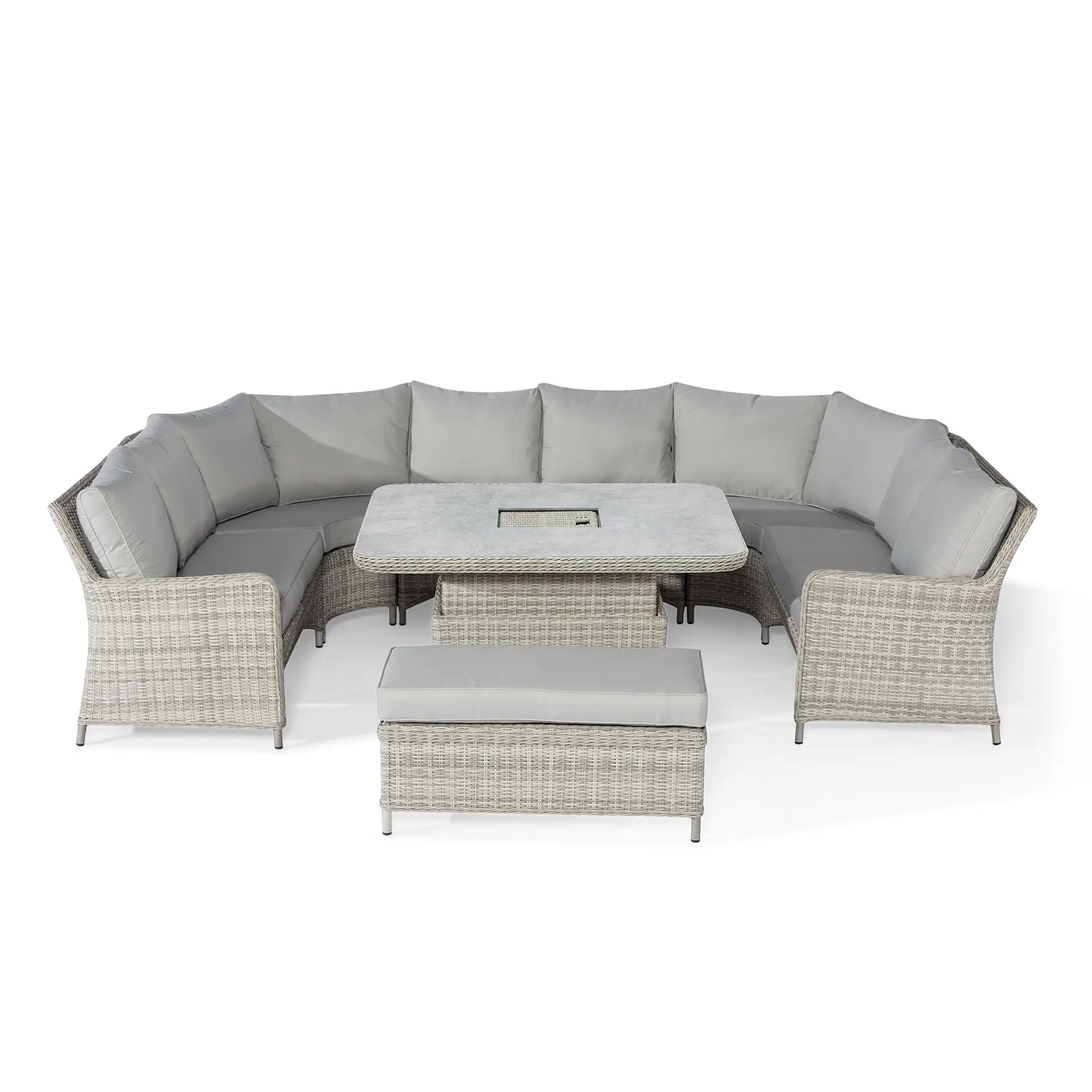 Oxford Royal U-Shaped Rattan Sofa Set - Rising Table