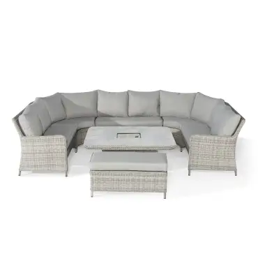 Oxford Royal U-Shaped Rattan Sofa Set - Rising Table