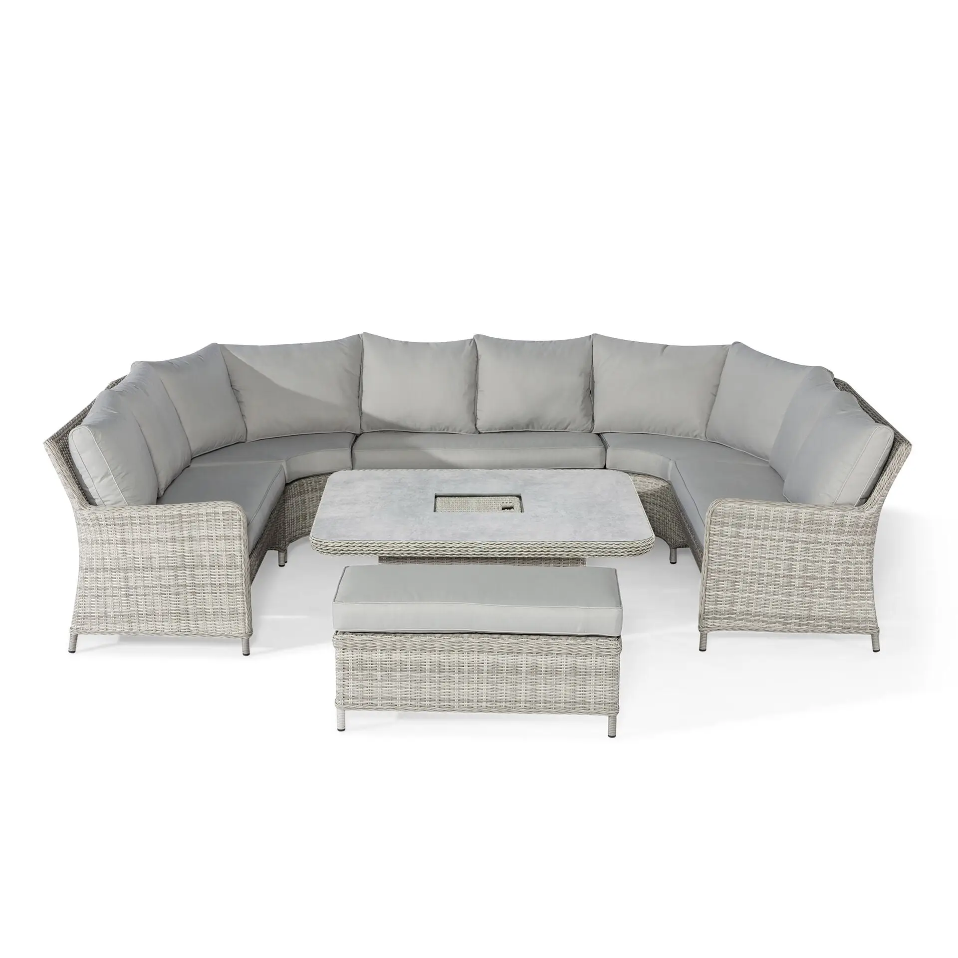 Oxford Royal U-Shaped Rattan Sofa Set - Rising Table