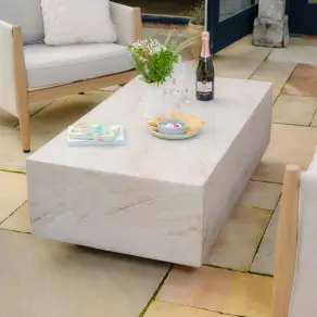 Rectangular Stone Coffee Table in Marble Effect