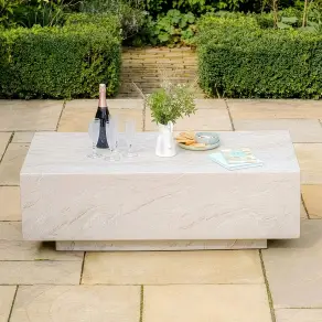 Rectangular Stone Coffee Table in Marble Effect